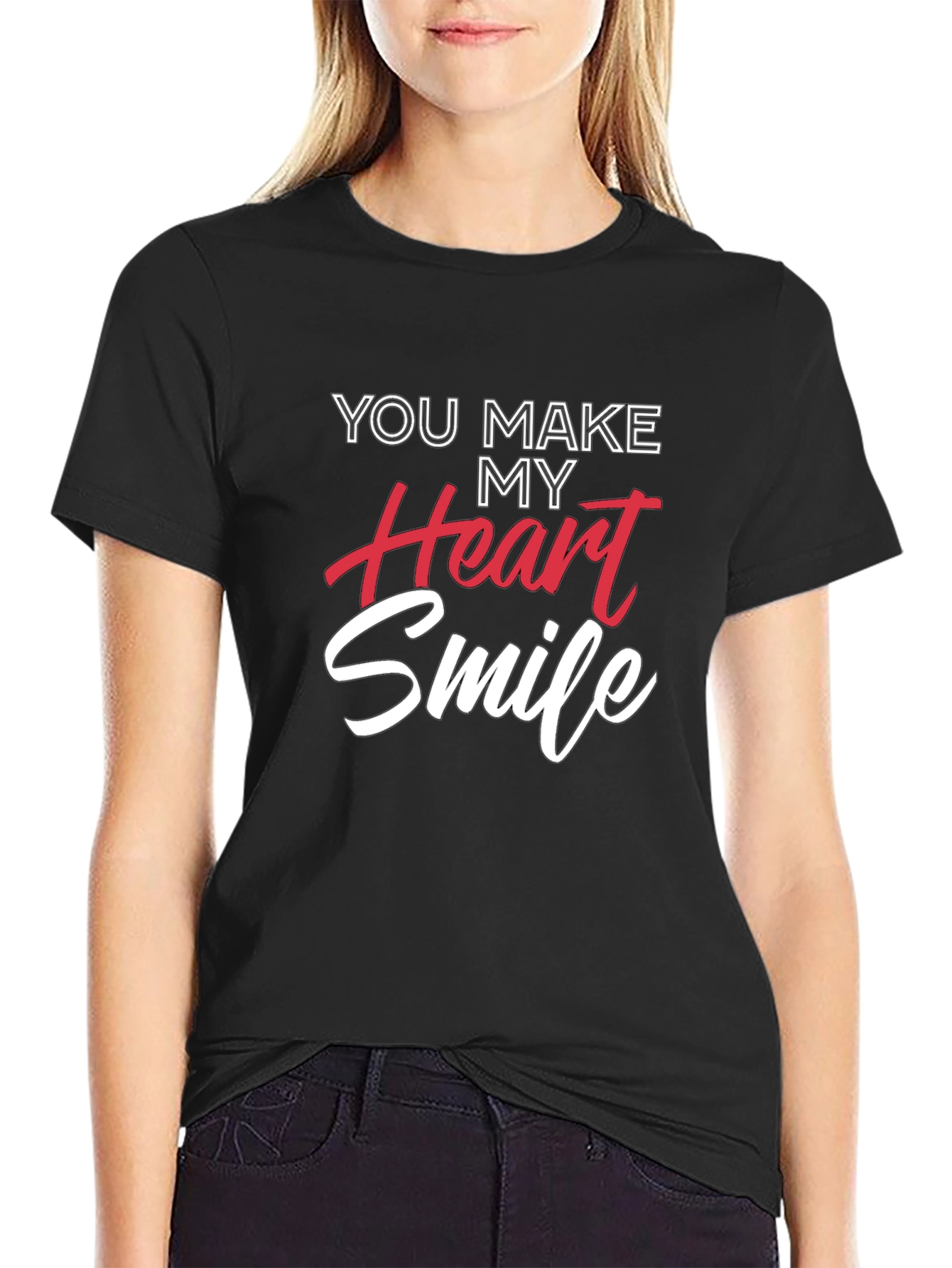 You Make My Heart Smile Graphic Tee - Black