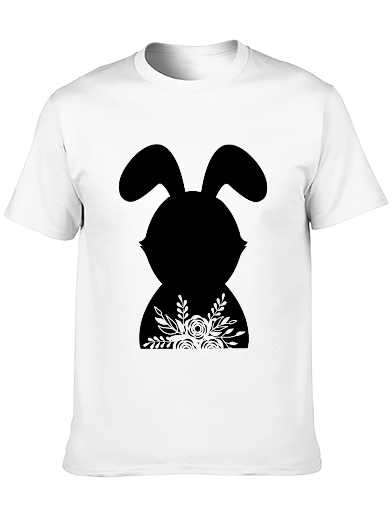 Floral Easter Bunny Black T-Shirt