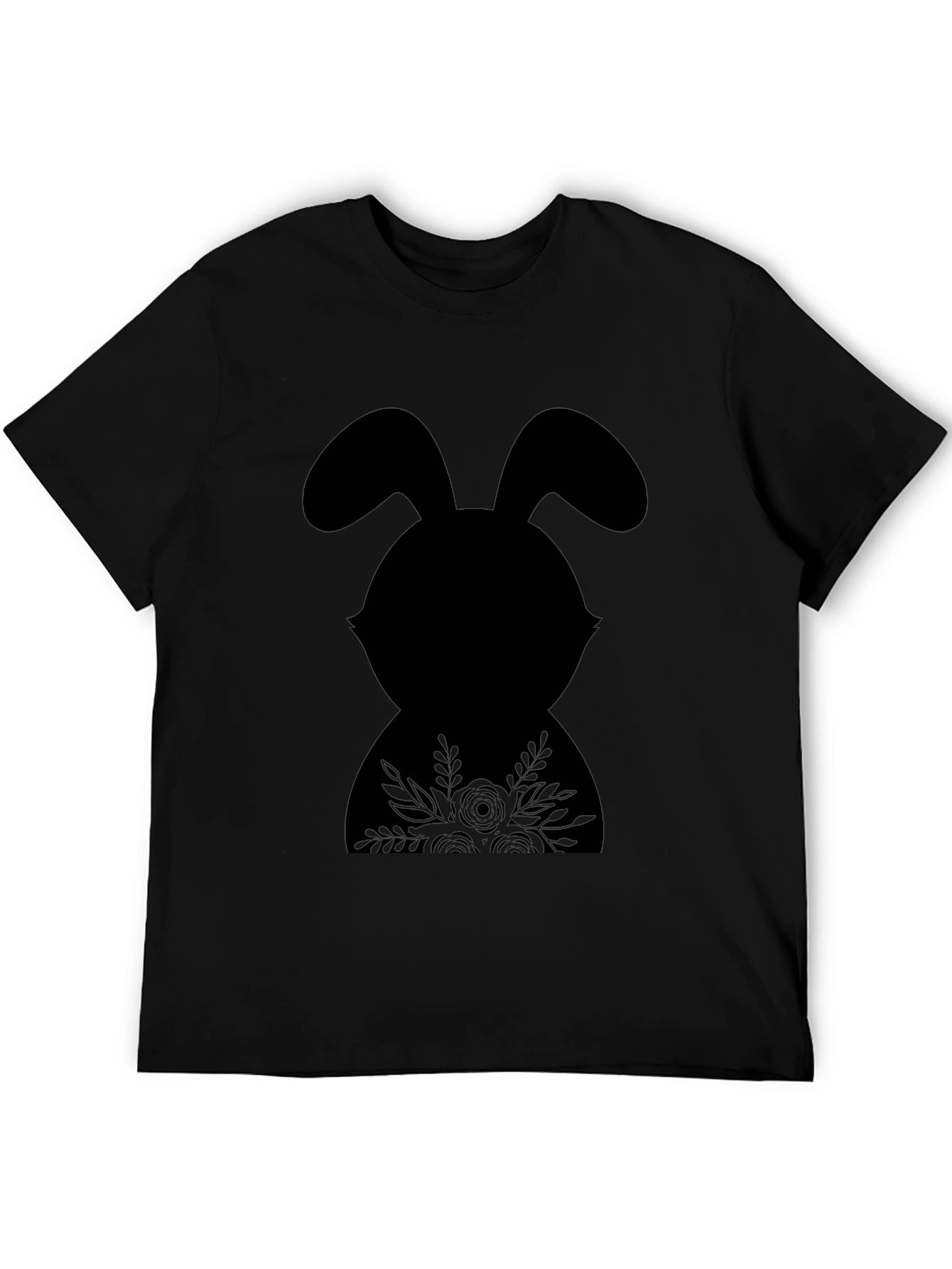 Floral Easter Bunny Black T-Shirt
