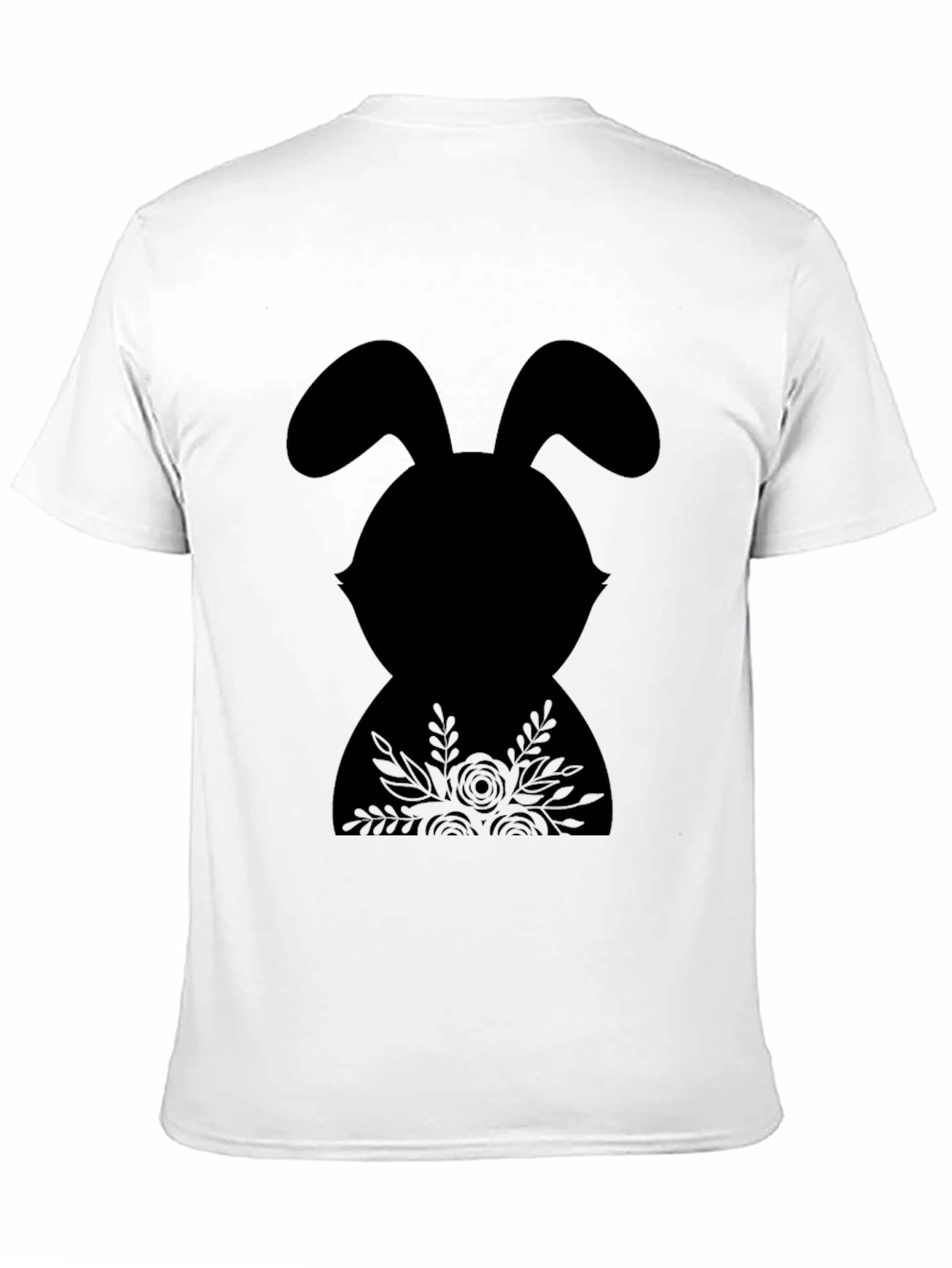 Floral Easter Bunny Black T-Shirt
