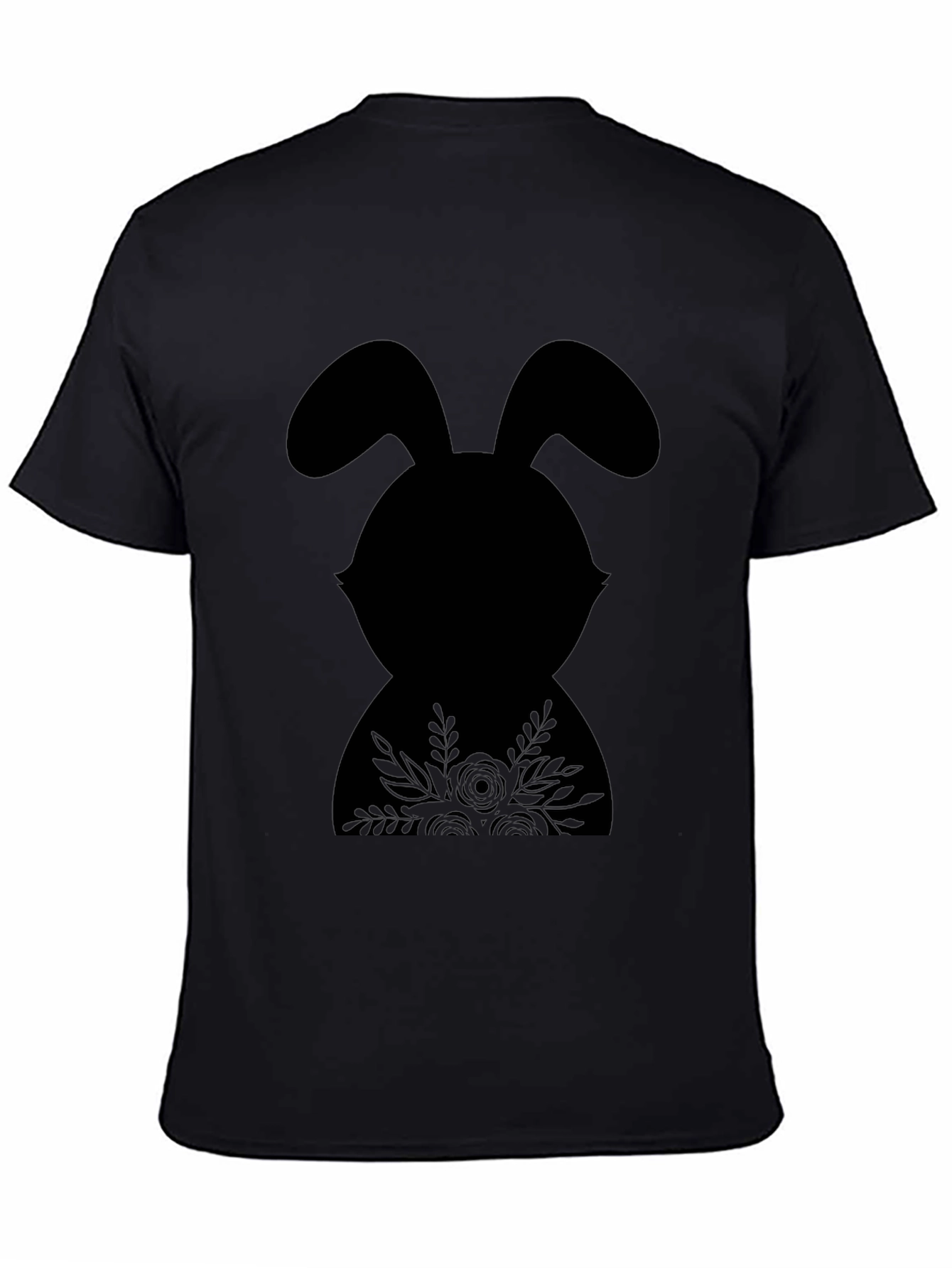 Floral Easter Bunny Black T-Shirt