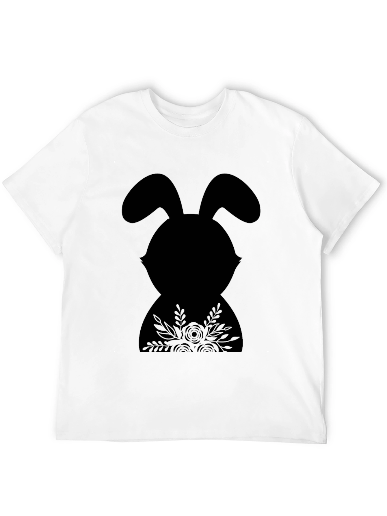 Floral Easter Bunny Black T-Shirt