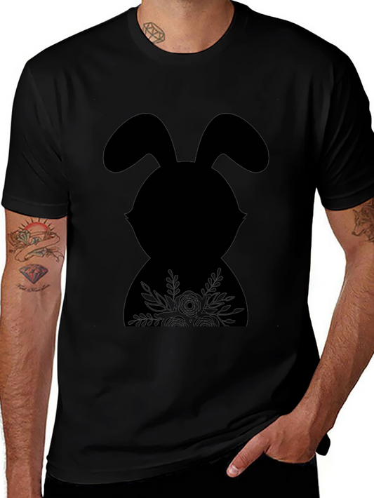 Floral Easter Bunny Black T-Shirt
