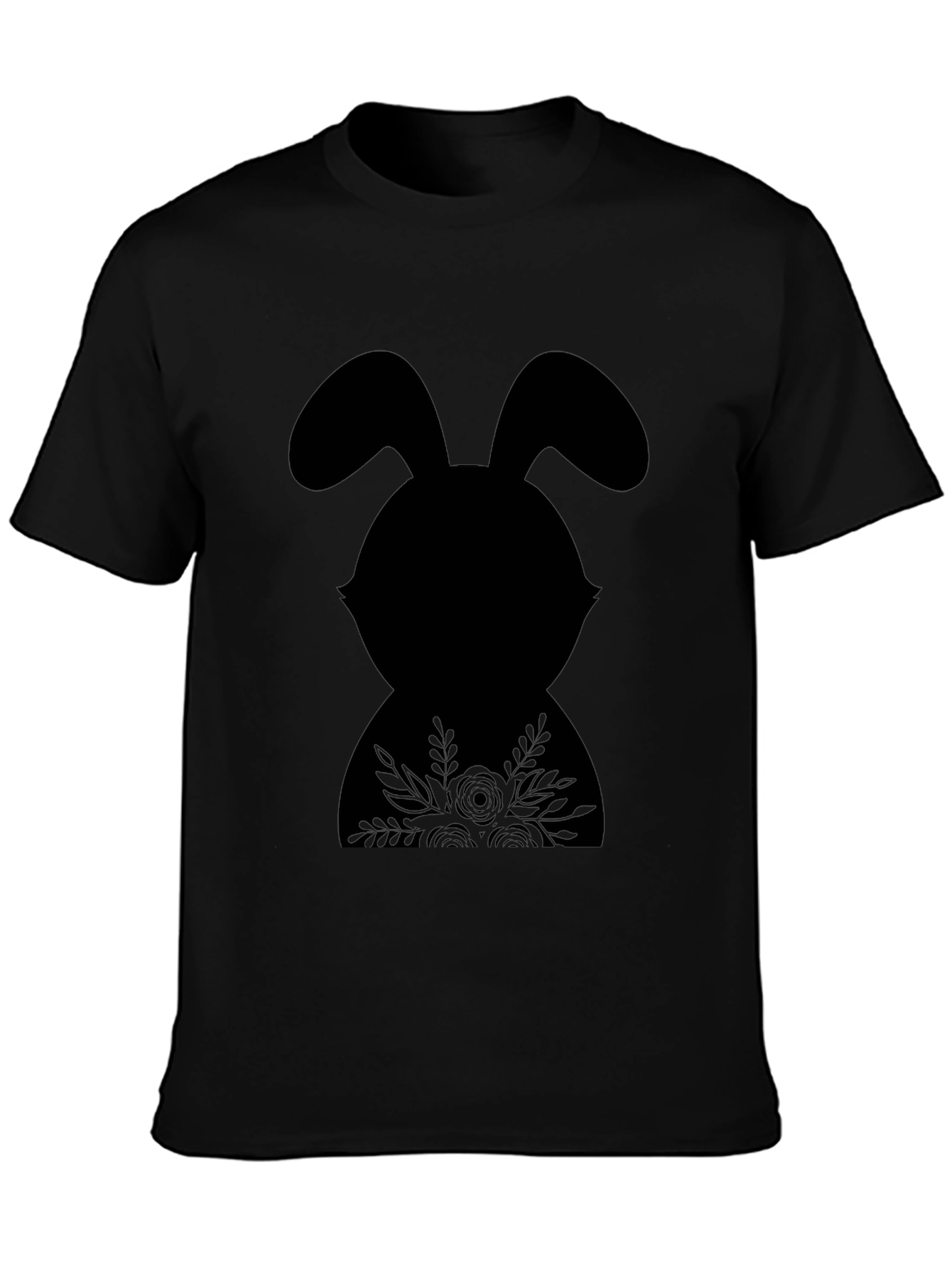 Floral Easter Bunny Black T-Shirt