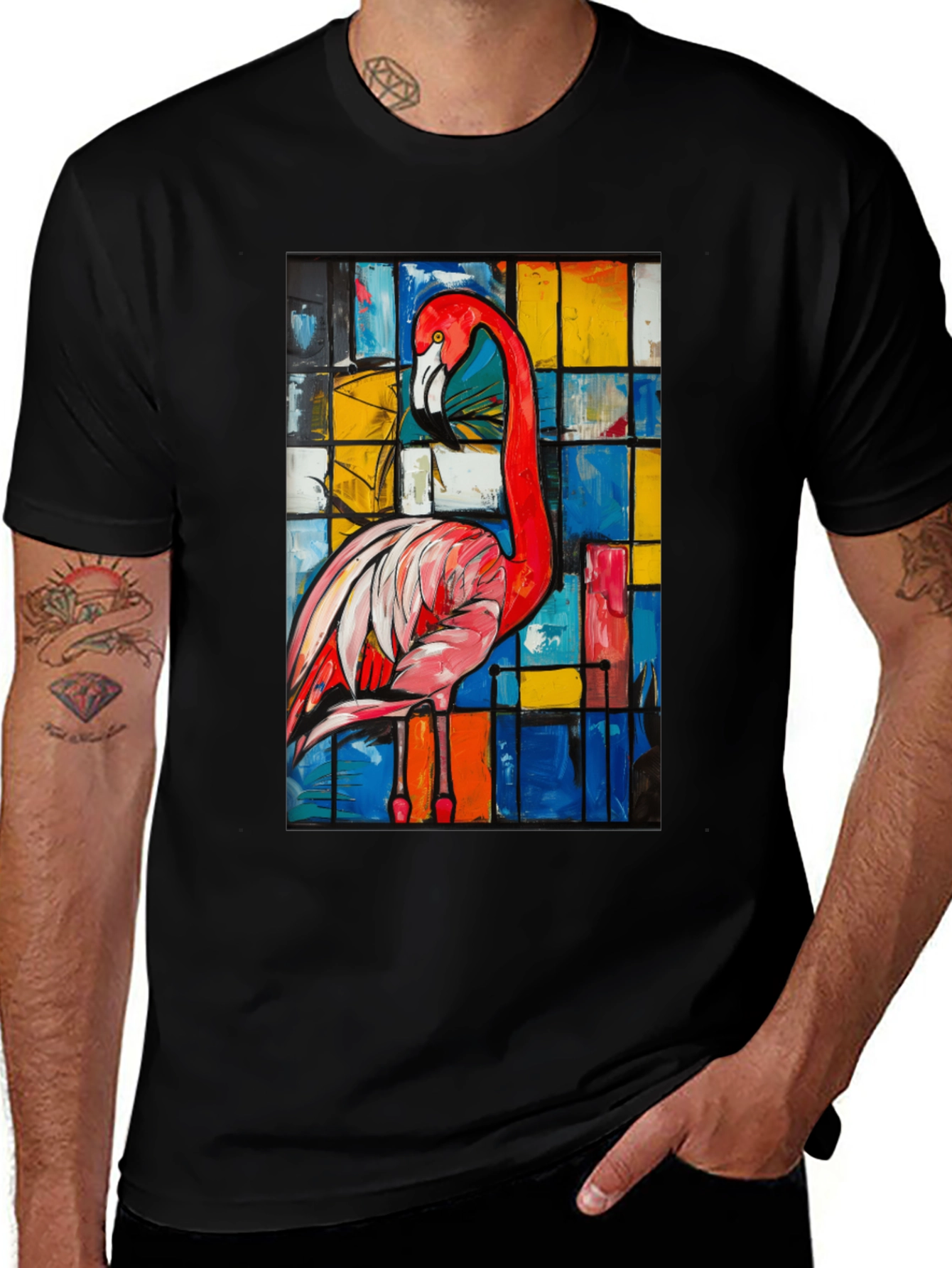 Abstract Flamingo Graphic Tee - Modern Art Shirt