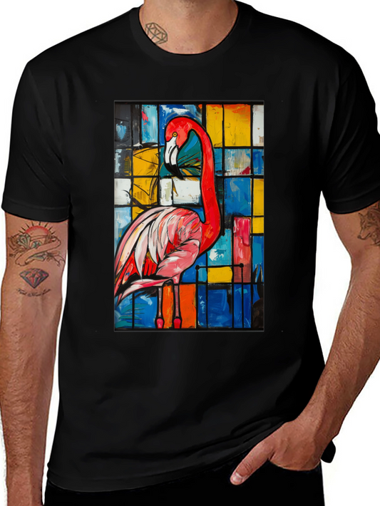 Abstract Flamingo Graphic Tee - Modern Art Shirt
