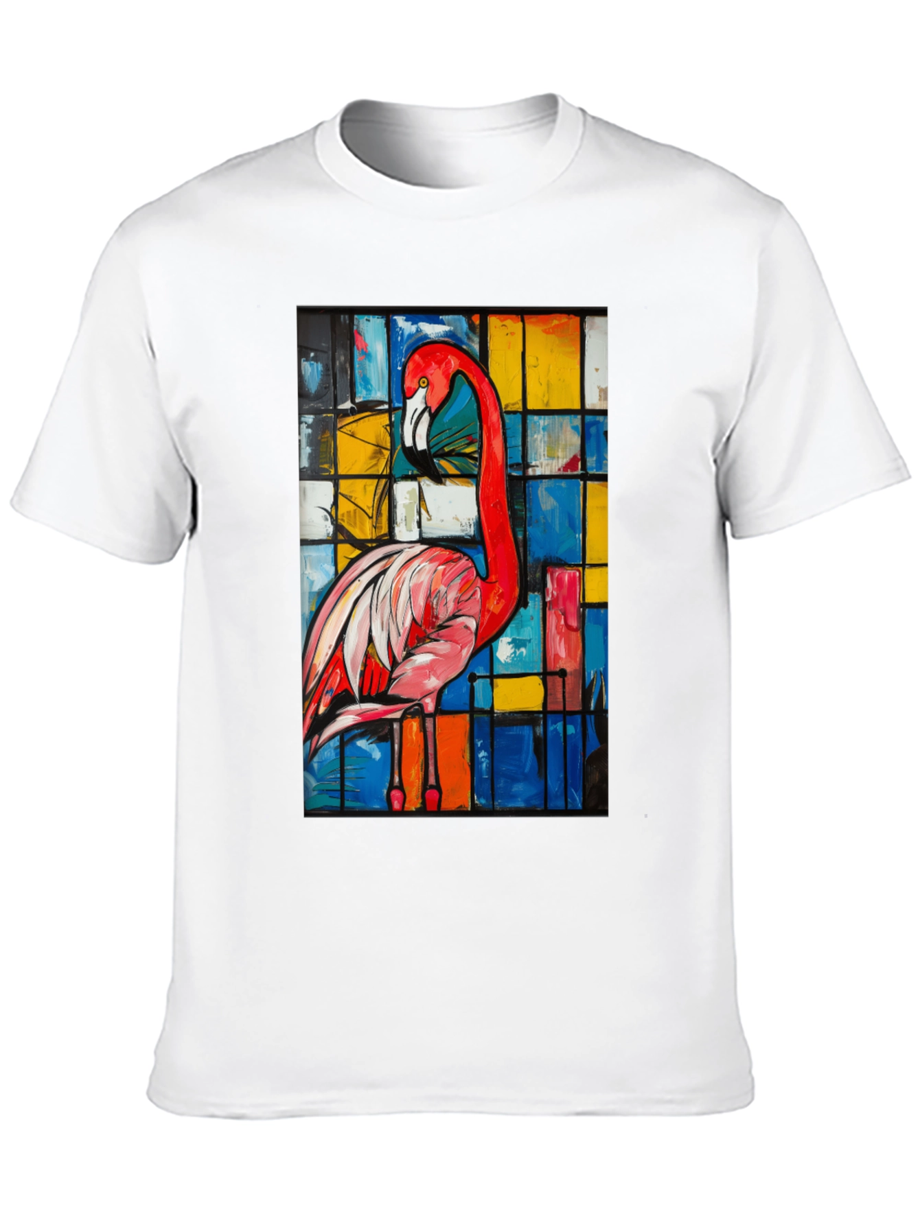 Abstract Flamingo Graphic Tee - Modern Art Shirt