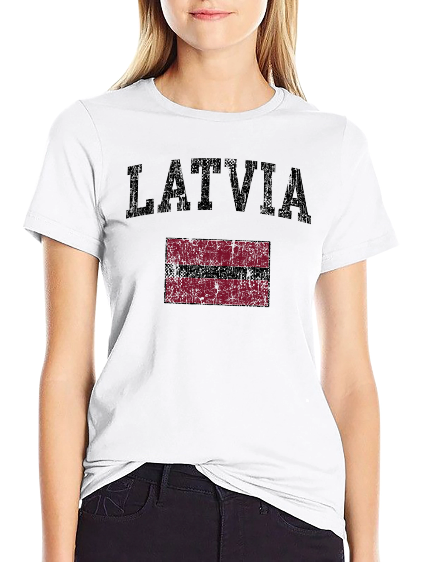 Latvia Flag Graphic T-Shirt - Distressed Design
