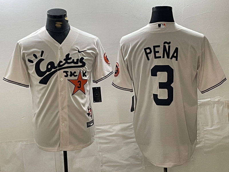 Men's Houston Astros Jeremy Pena #3 Cream Player Jerseys Joint Edition