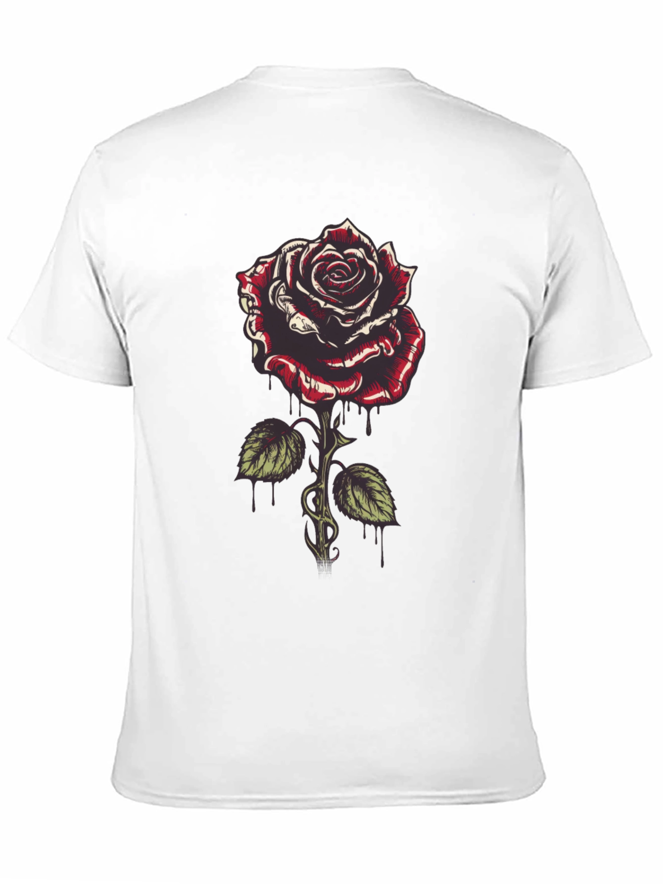 Rose Graphic Tee - Mens Black Cotton T-Shirt
