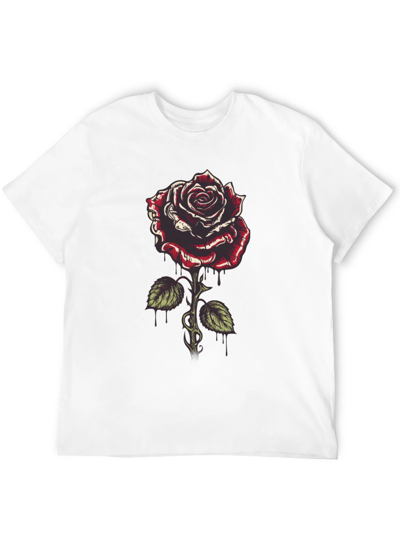 Rose Graphic Tee - Mens Black Cotton T-Shirt