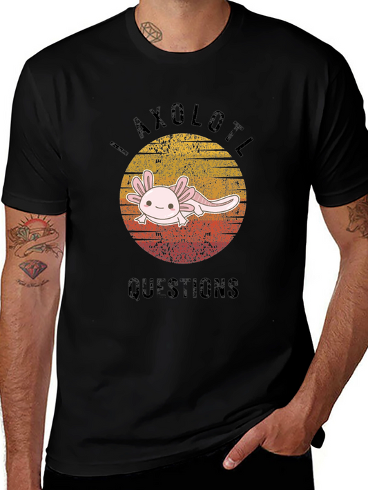 Axolotl Questions Graphic T-Shirt - Black Cotton Tee