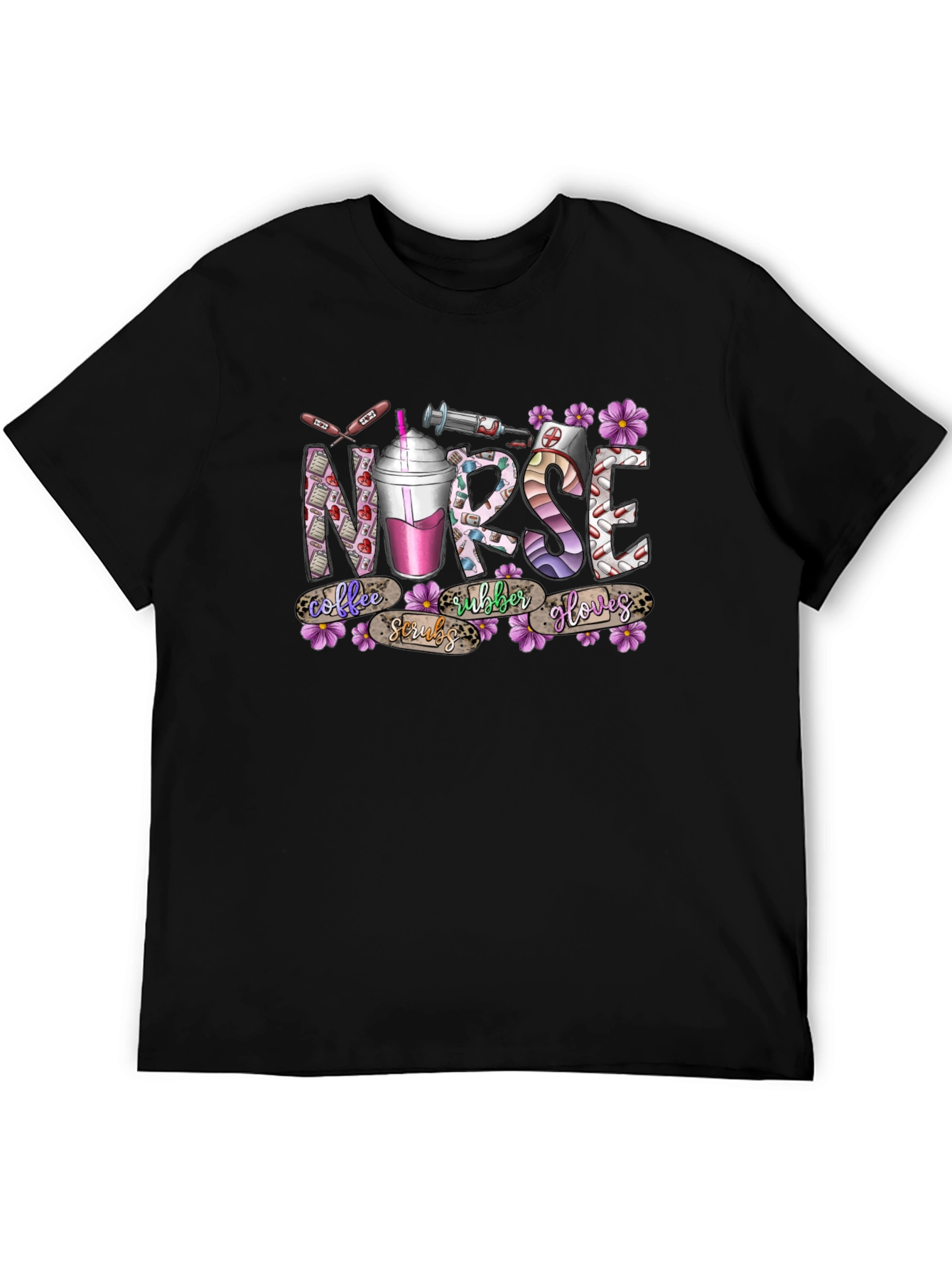 Nurse Coffee Scrubs Rubber Gloves T-Shirt