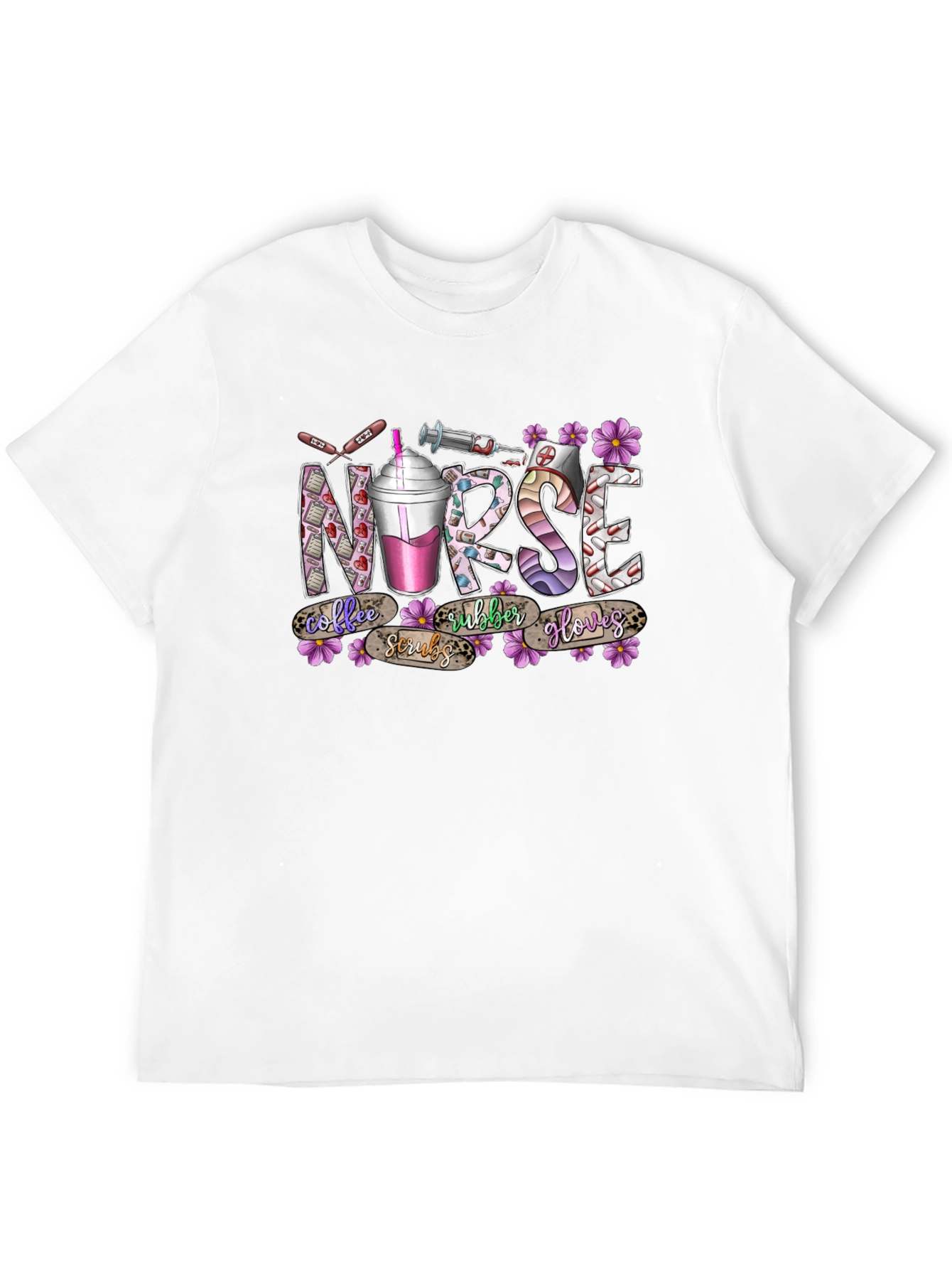 Nurse Coffee Scrubs Rubber Gloves T-Shirt