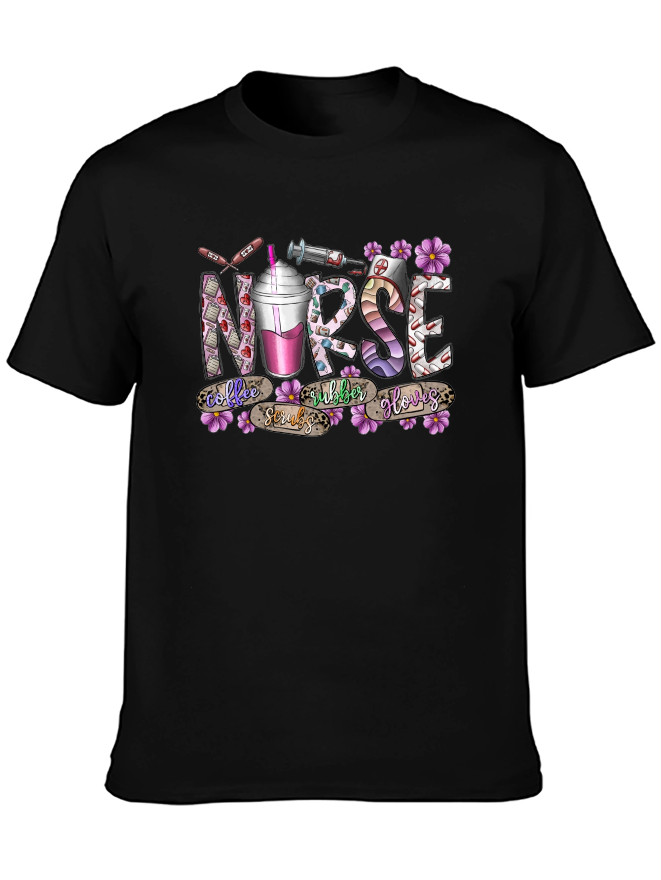 Nurse Coffee Scrubs Rubber Gloves T-Shirt