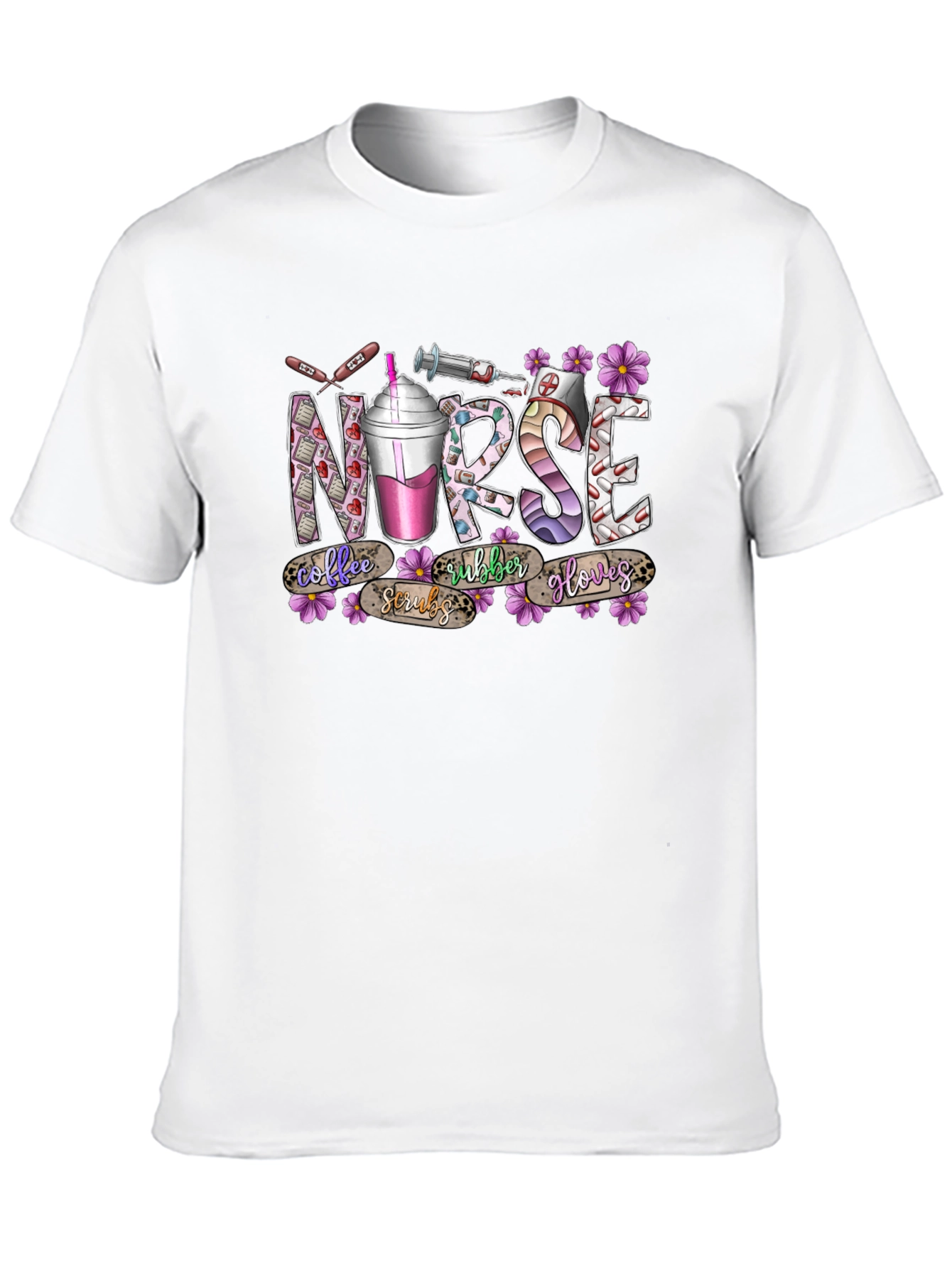 Nurse Coffee Scrubs Rubber Gloves T-Shirt