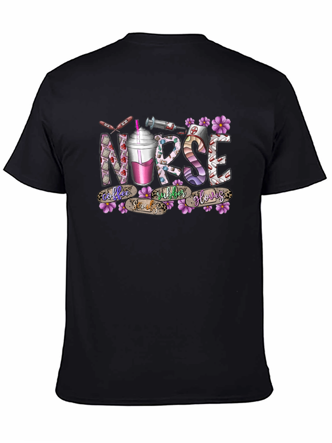 Nurse Coffee Scrubs Rubber Gloves T-Shirt