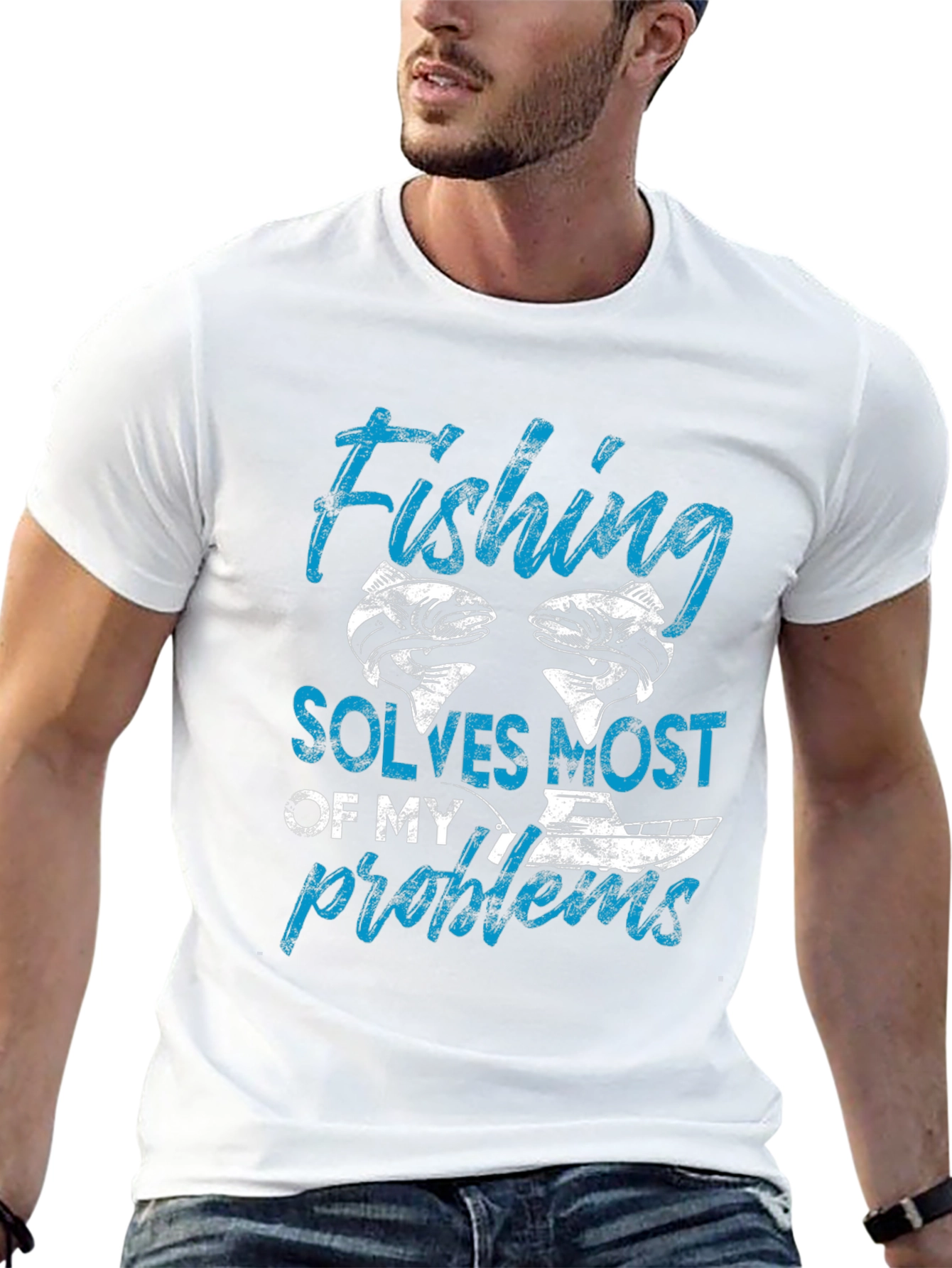 Fishing Solves Most of My Problems Black T-Shirt