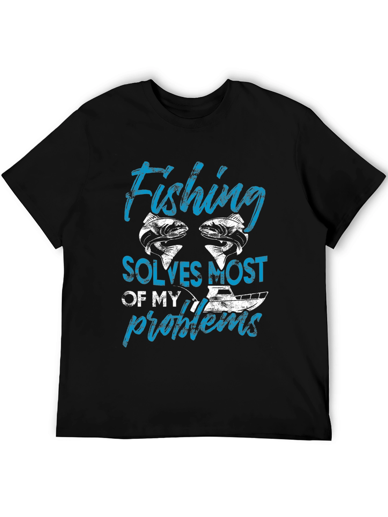 Fishing Solves Most of My Problems Black T-Shirt