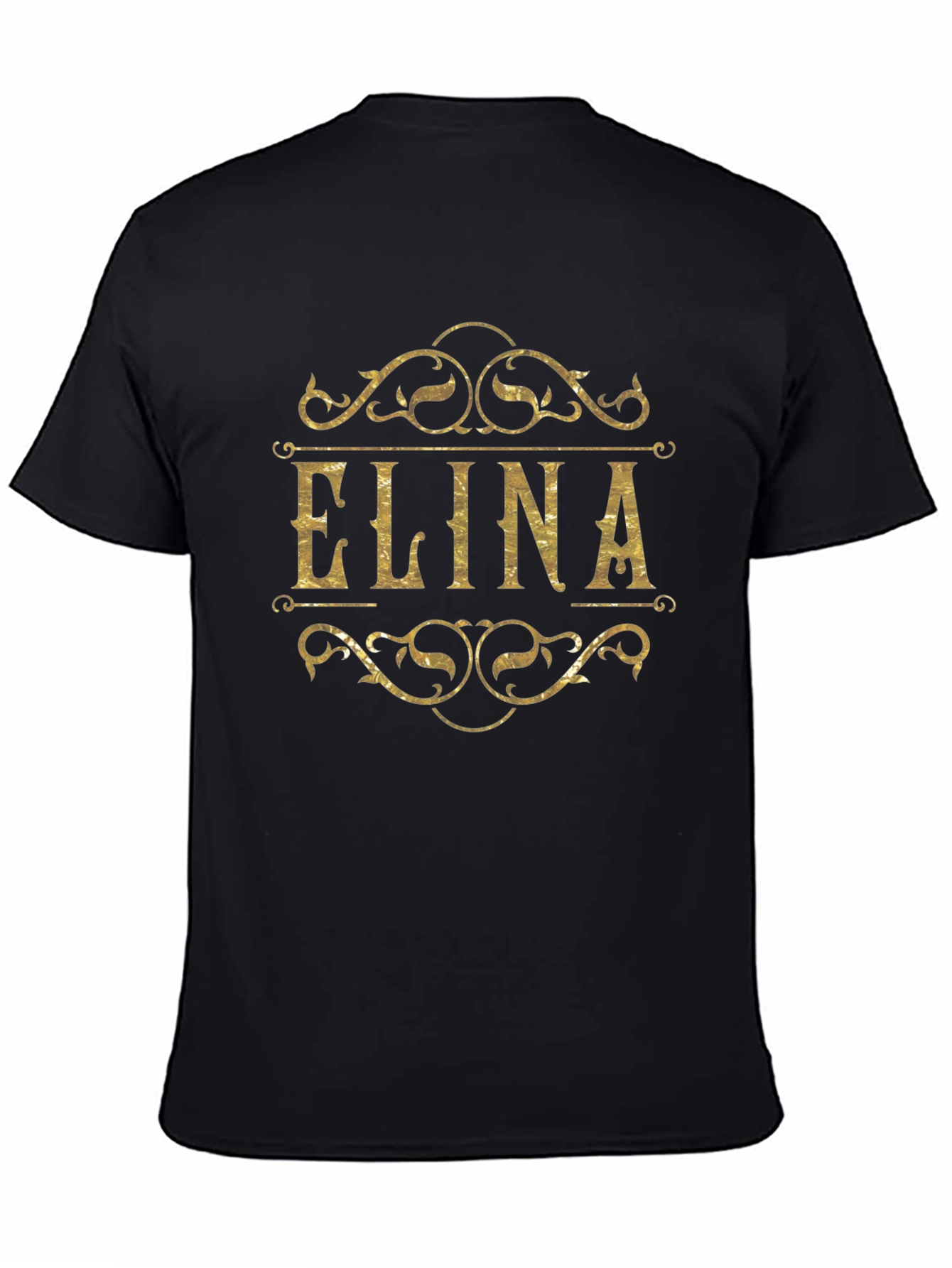 Personalized ELINA Gold Style Black T-Shirt