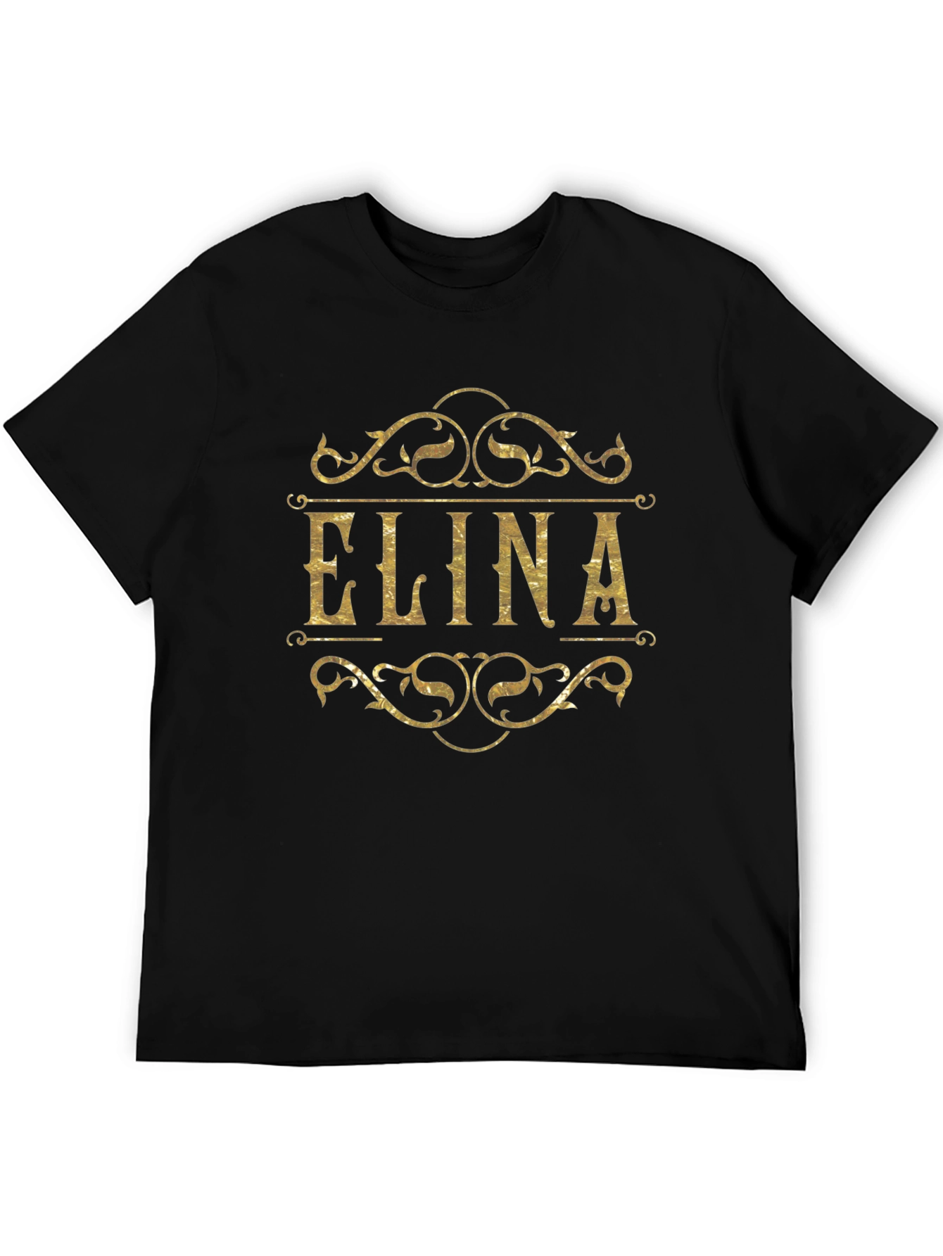 Personalized ELINA Gold Style Black T-Shirt