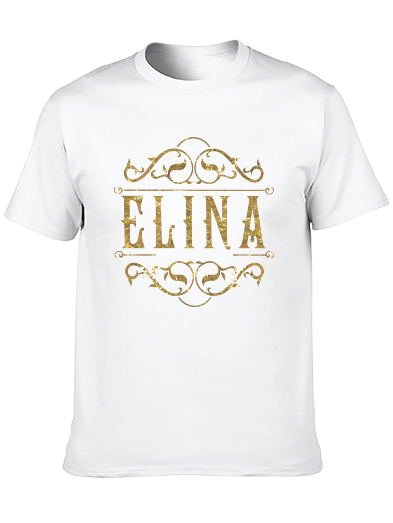Personalized ELINA Gold Style Black T-Shirt