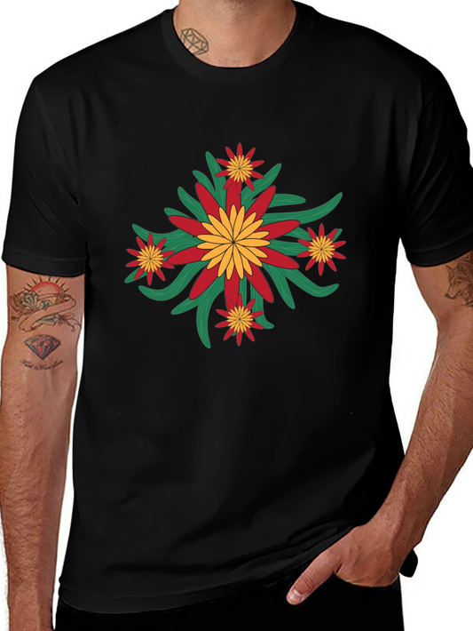 Floral Graphic Print Crew Neck Tee