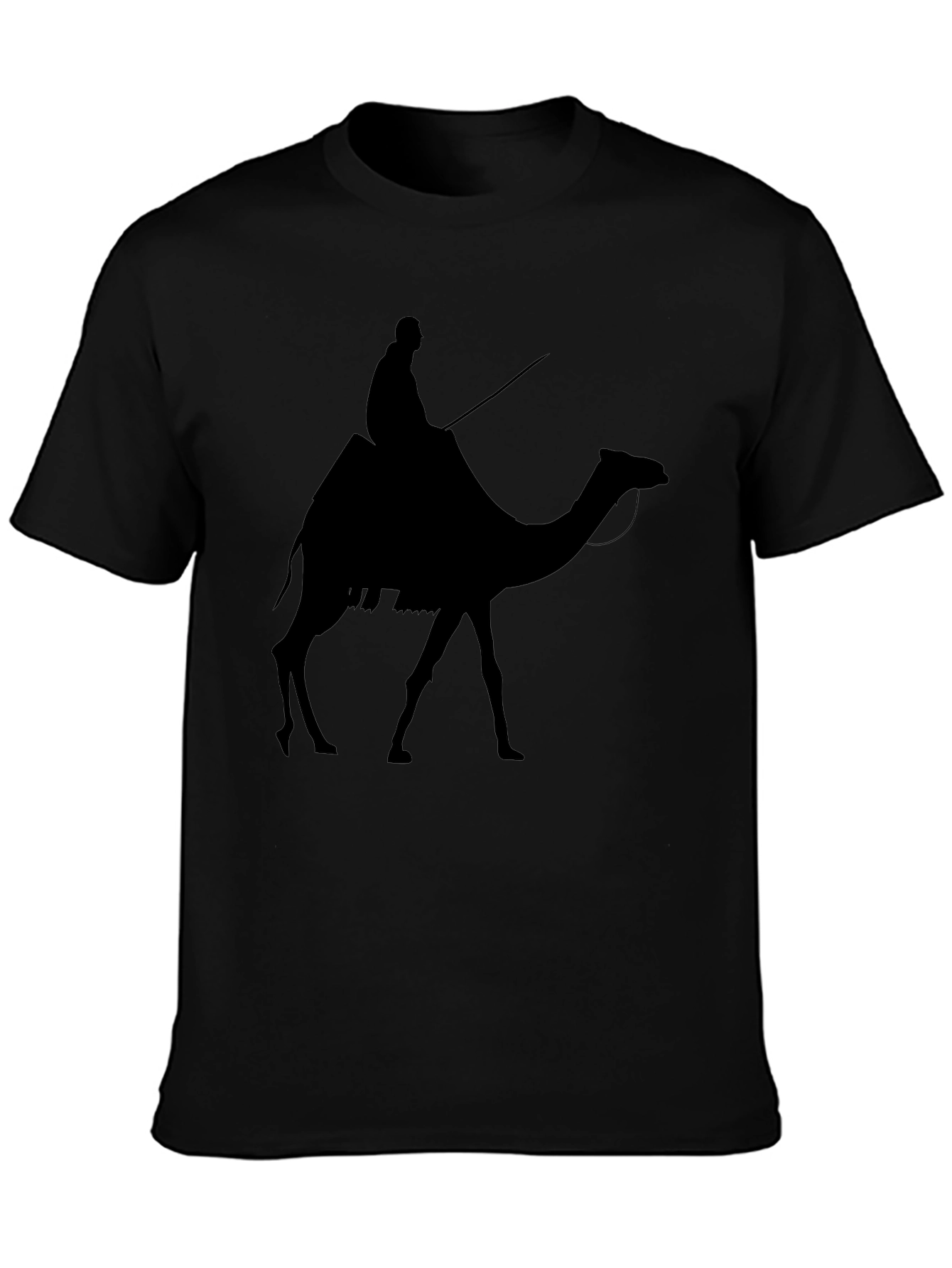 Camel Rider Black T-Shirt Novelty Desert Traveler Tee