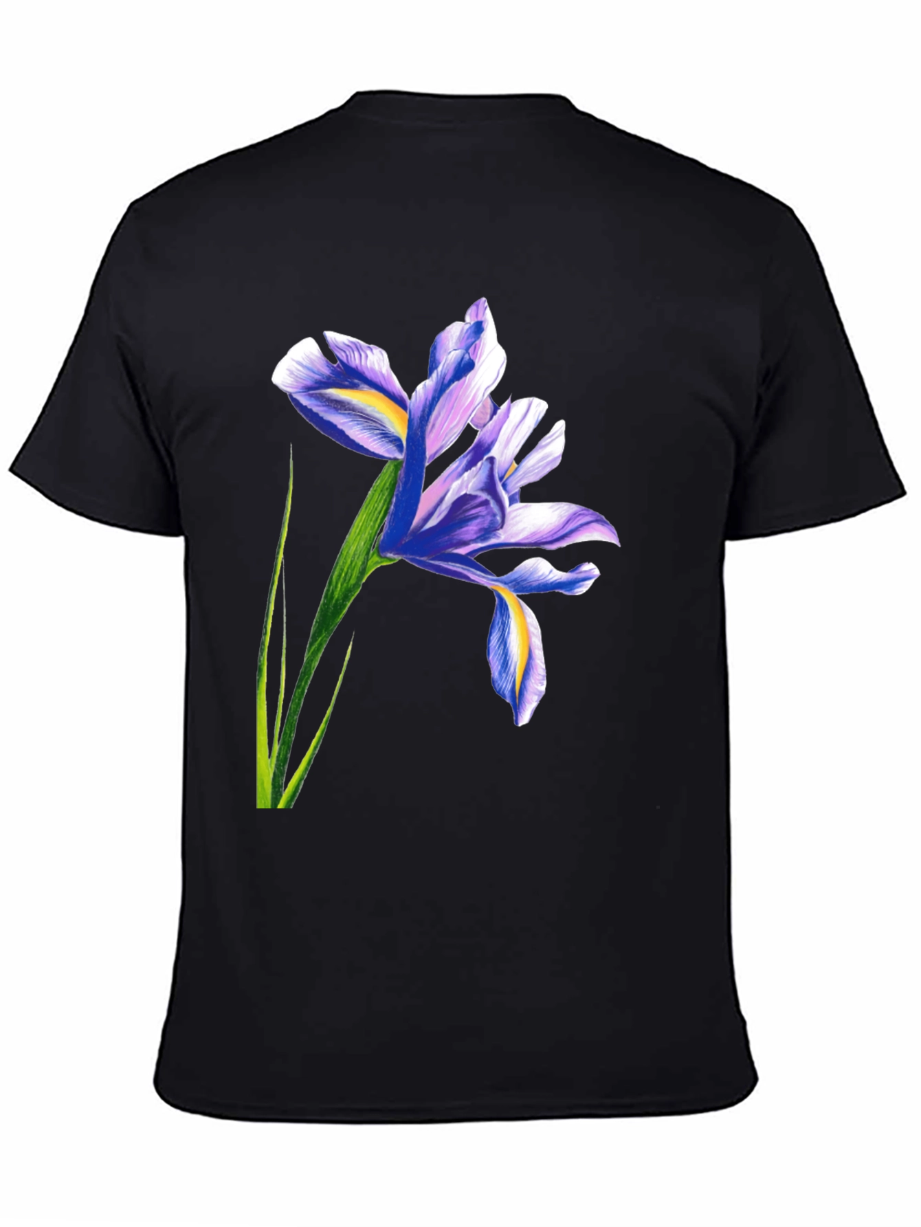 Iris Flower Graphic Black T-Shirt