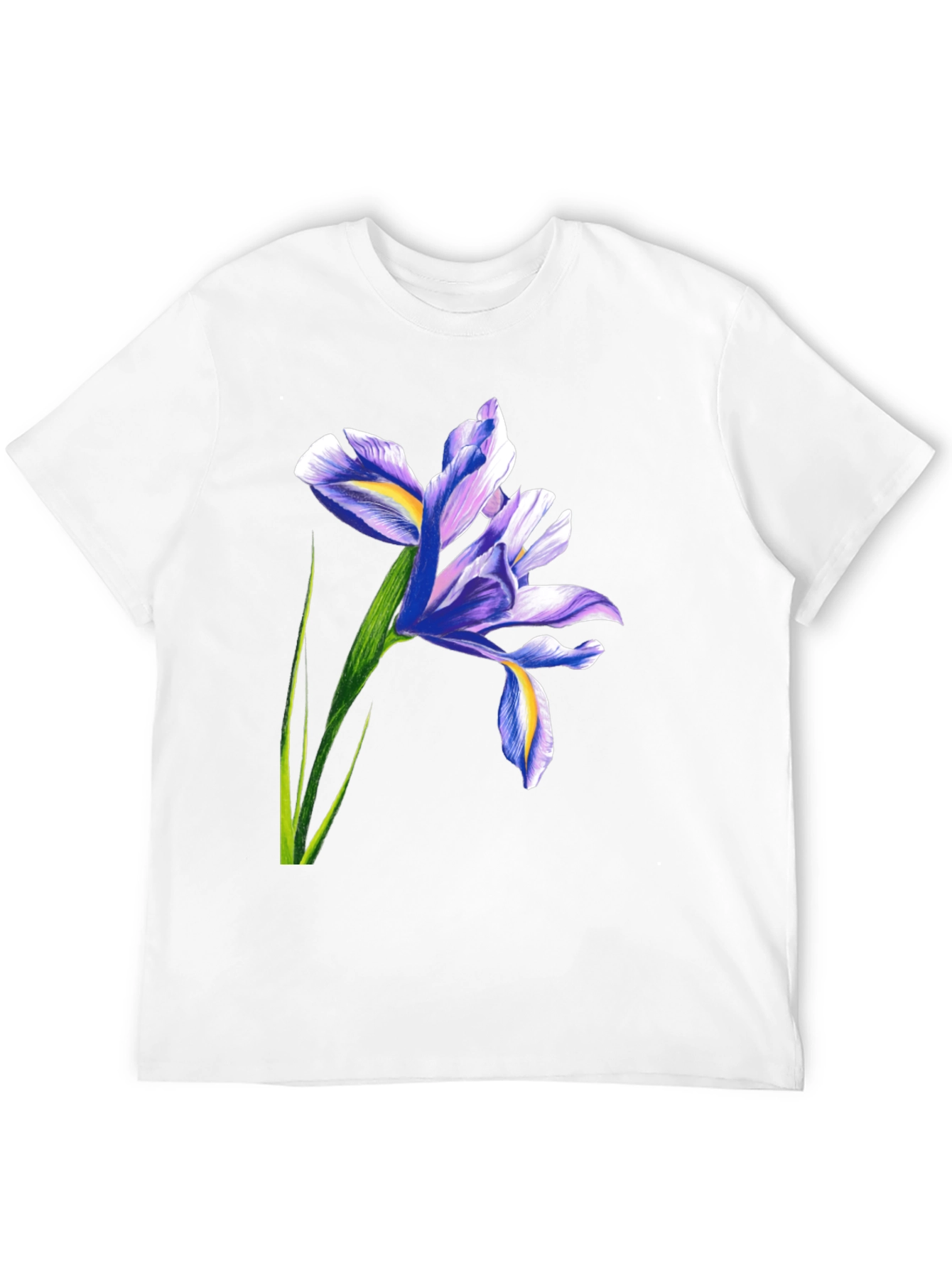 Iris Flower Graphic Black T-Shirt