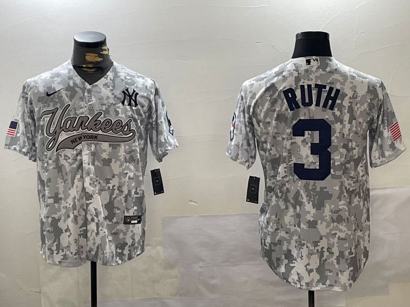 Men's New York Yankees Babe Ruth #3 Arctic Camo 2024 Salute to Service Limited Jerseys