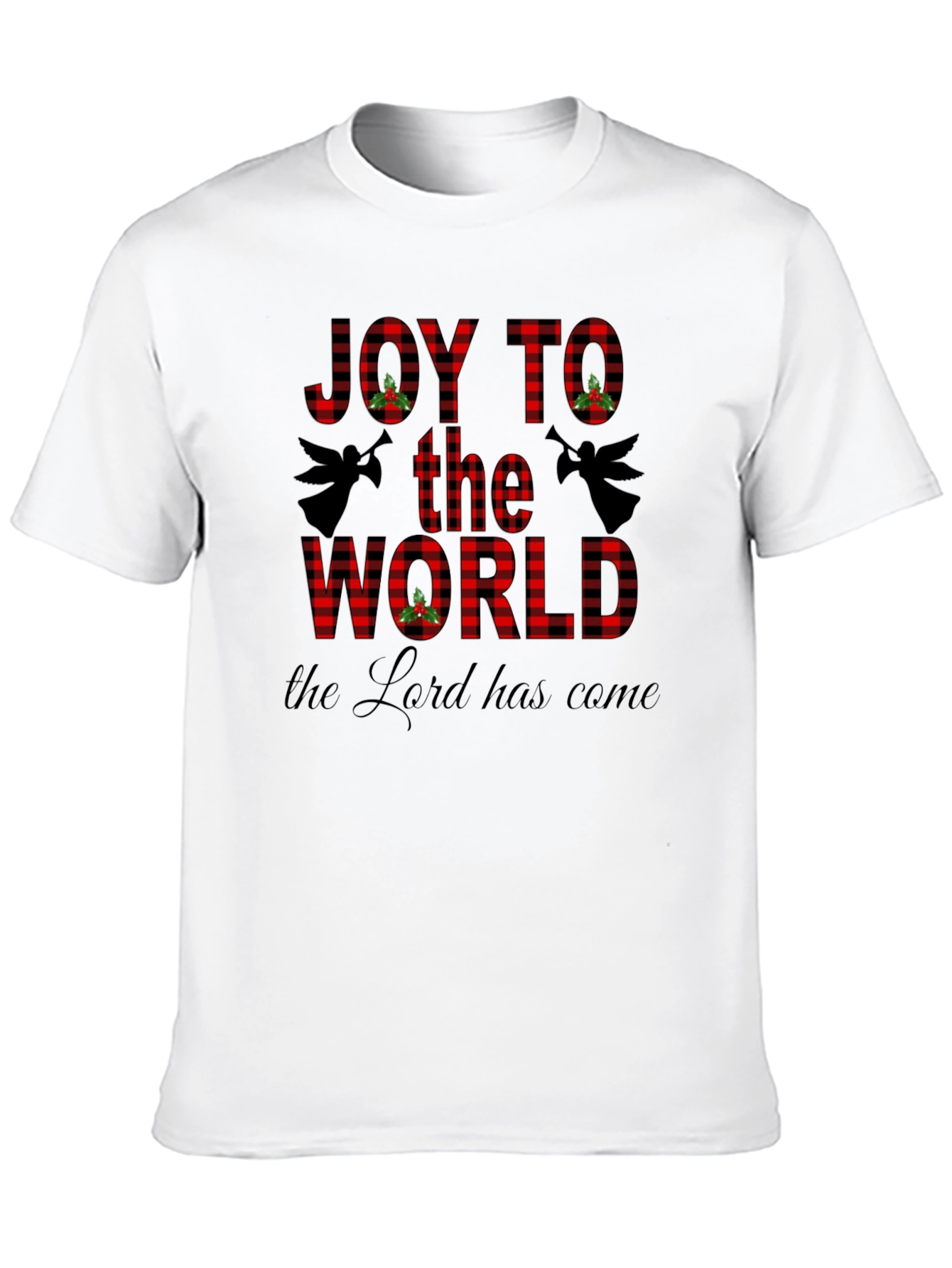 Joy to the World Buffalo Plaid Christmas T-Shirt