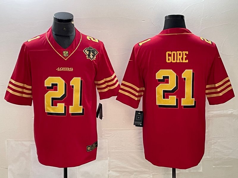 Men's San Francisco 49ers Frank Gore #21 Red Game Player Jerseys