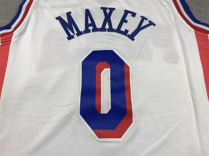 Men's Philadelphia 76ers Tyrese Maxey White Fastbreak Replica Player Jerseys