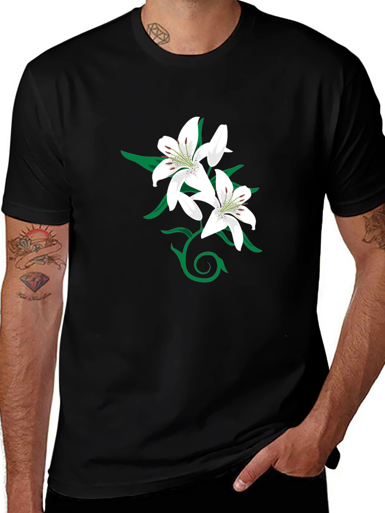 Lily Graphic Black T-Shirt for Men
