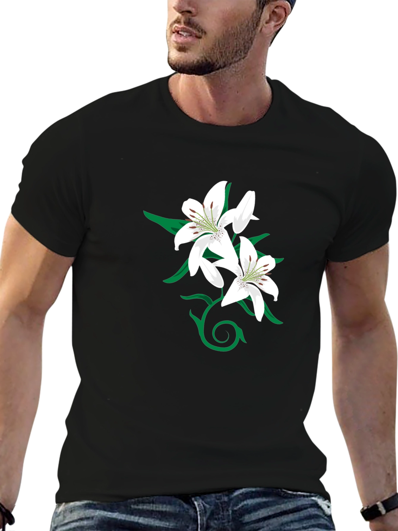 Lily Graphic Black T-Shirt for Men