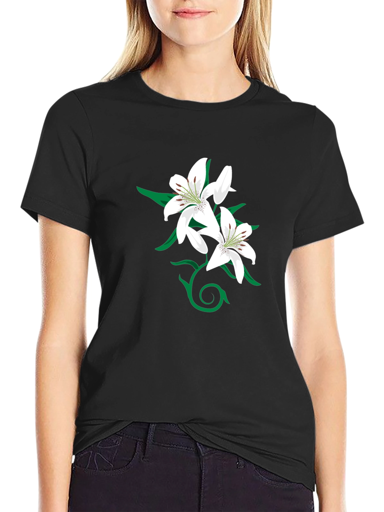Lily Graphic Black T-Shirt for Men