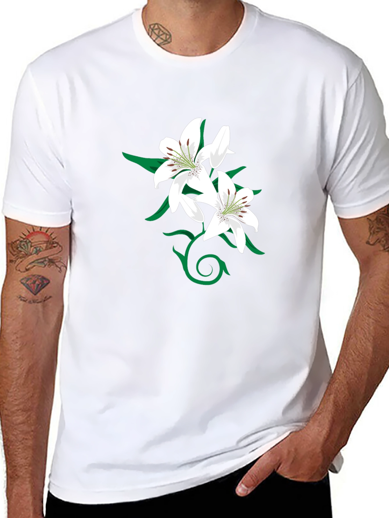 Lily Graphic Black T-Shirt for Men
