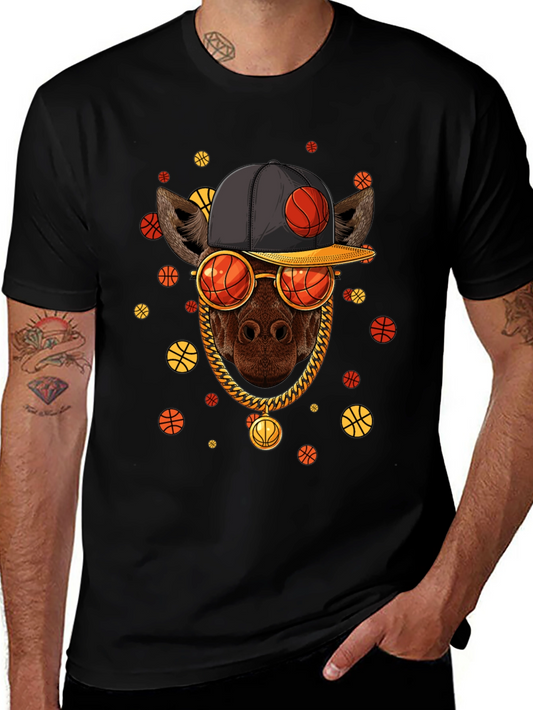 Basketball Giraffe Graphic T-Shirt