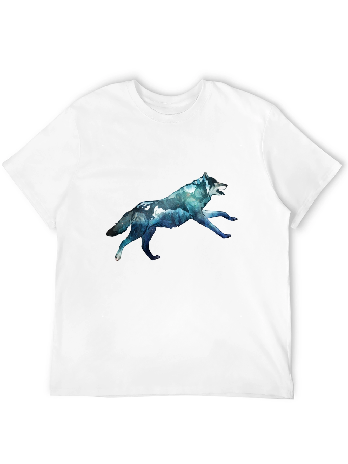 Mens Black T-Shirt with Wolf Graphic