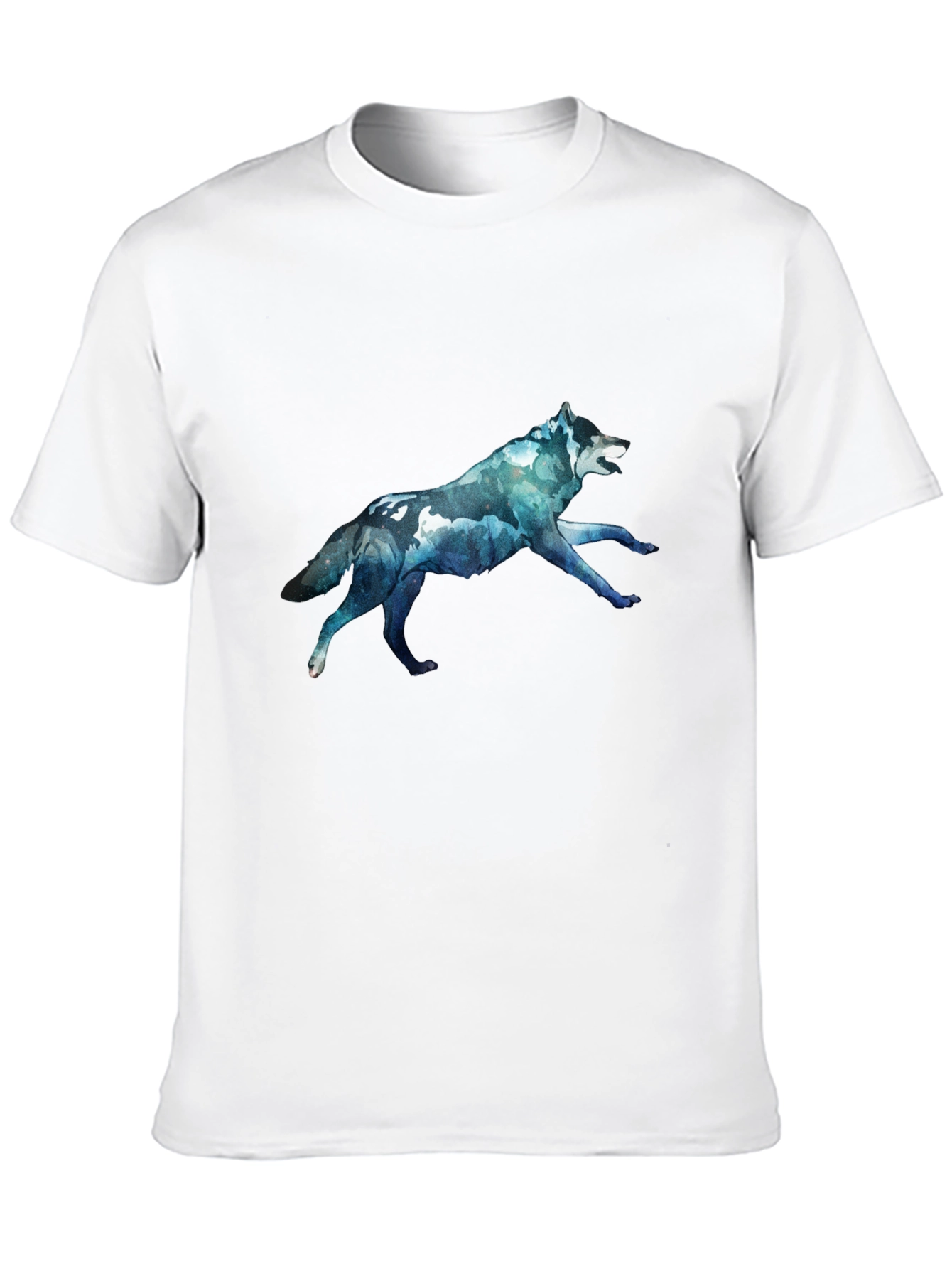 Mens Black T-Shirt with Wolf Graphic