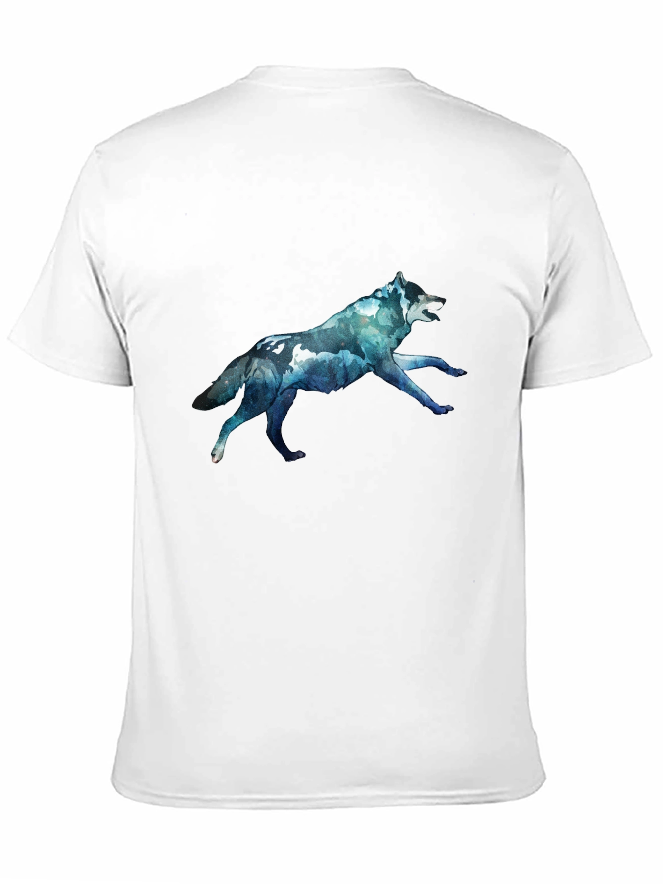 Mens Black T-Shirt with Wolf Graphic