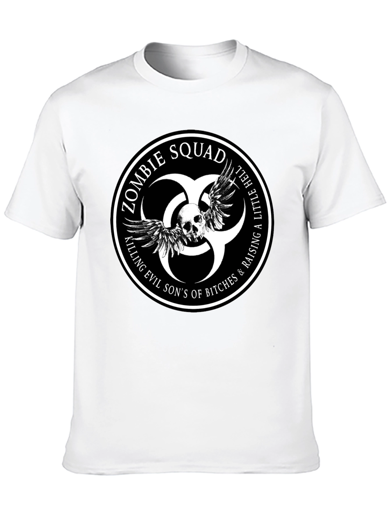 Zombie Squad Graphic Tee - Skull & Wings Design