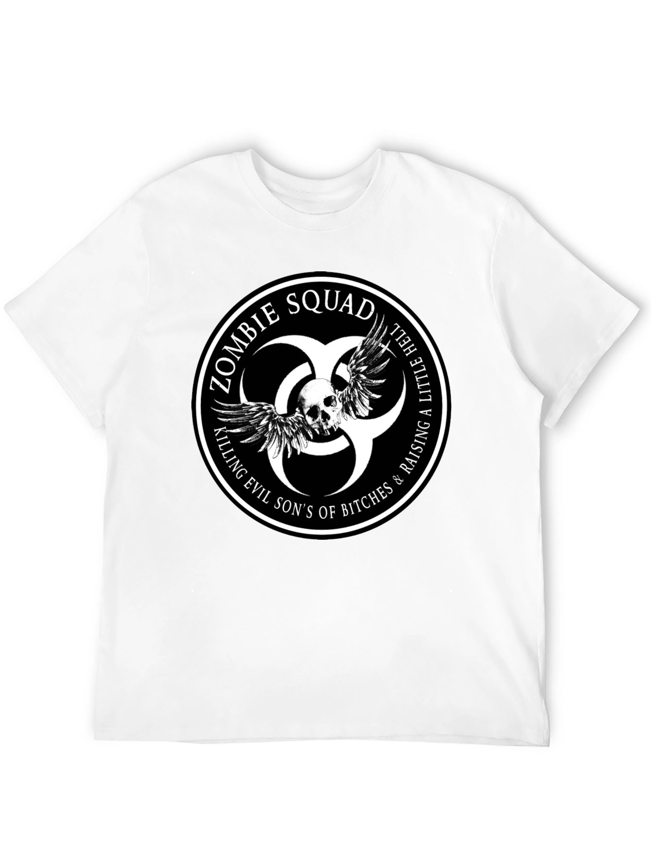 Zombie Squad Graphic Tee - Skull & Wings Design