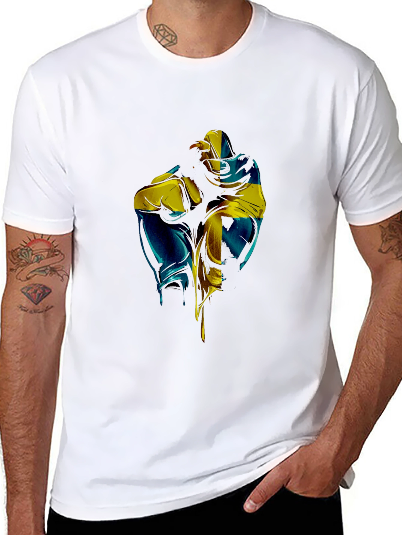 Ukraine Flag Fist Graphic Black T-Shirt