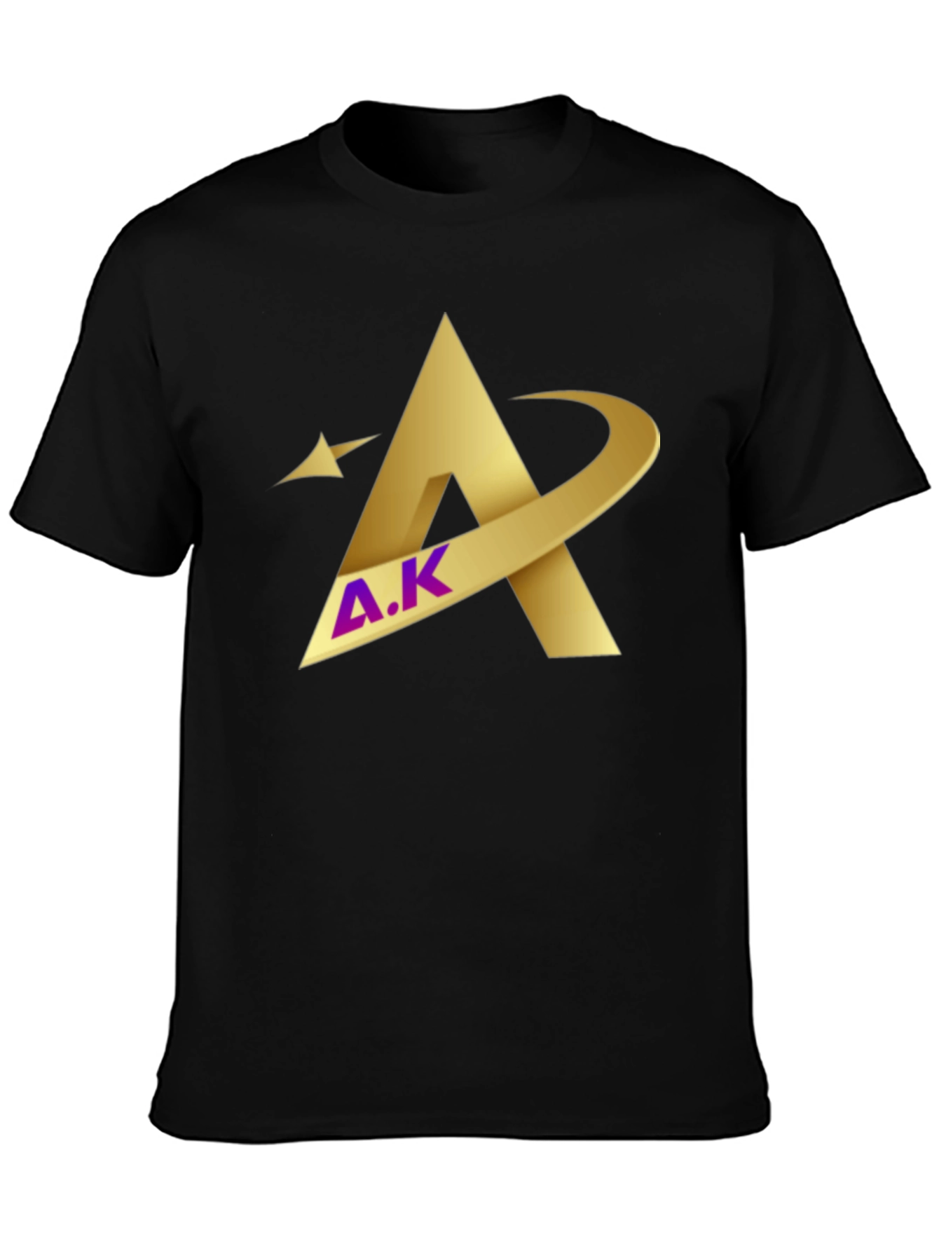 Modern Golden A.K Graphic Black T-Shirt