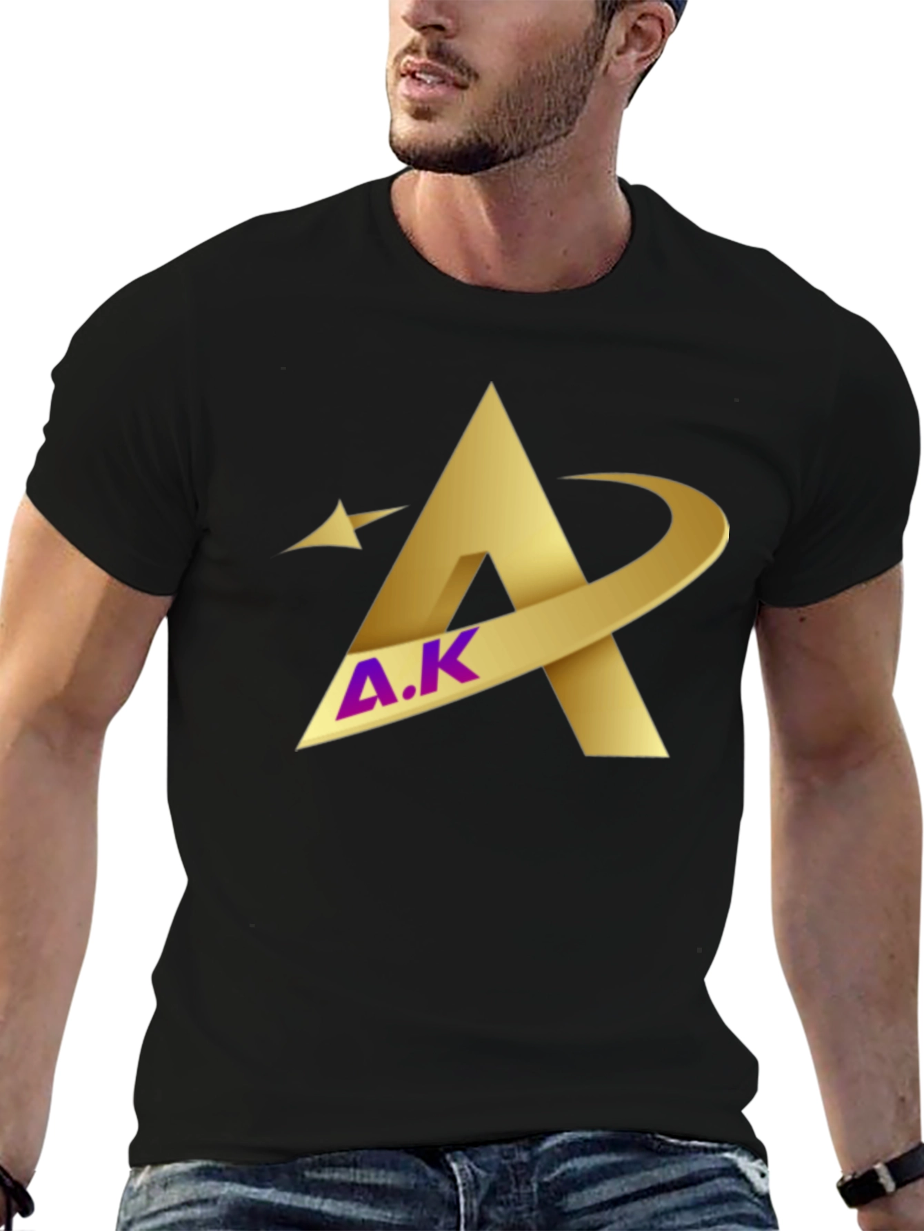 Modern Golden A.K Graphic Black T-Shirt