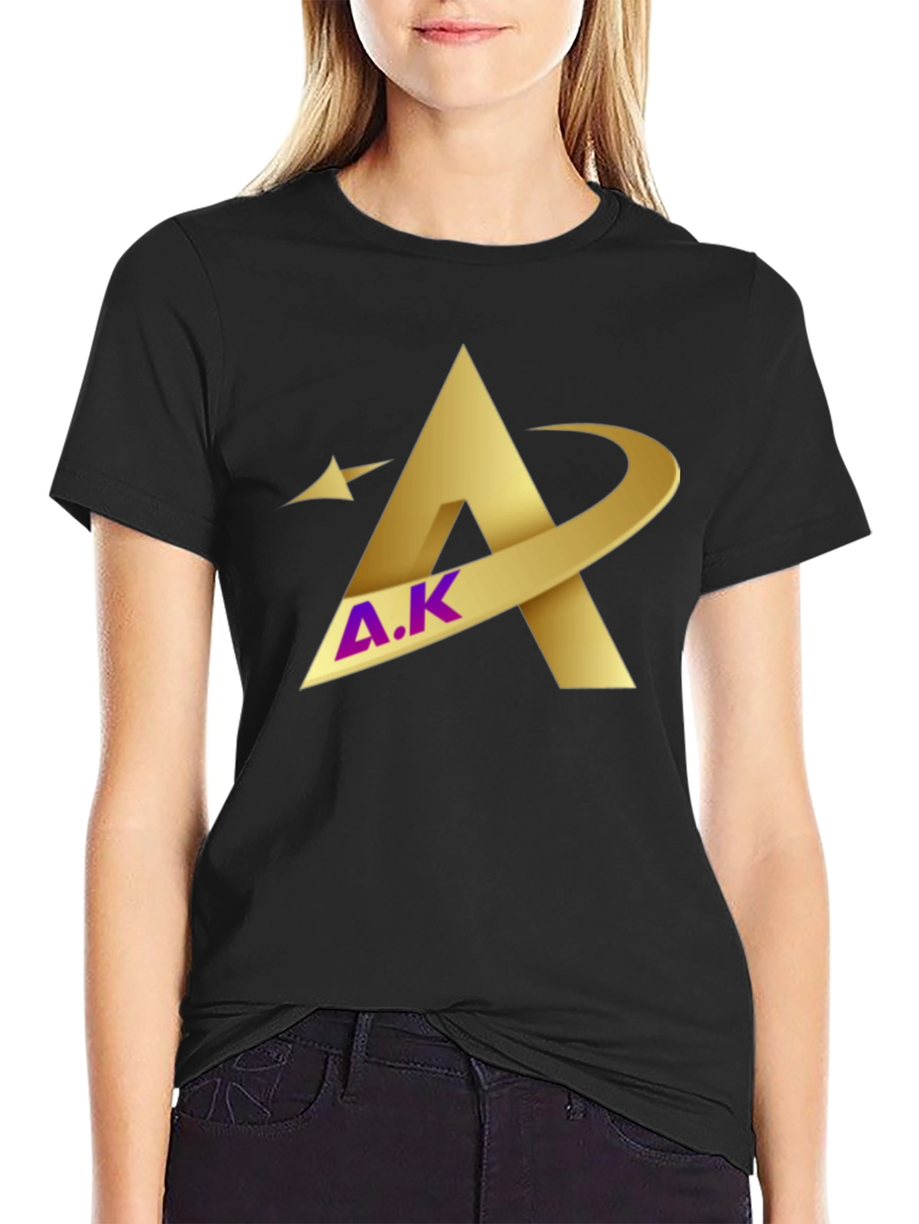 Modern Golden A.K Graphic Black T-Shirt