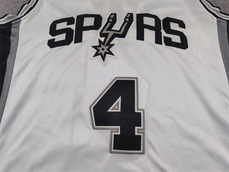 Men's San Antonio Spurs De'Aaron Fox #4 White Swingman Jerseys - Association Edition