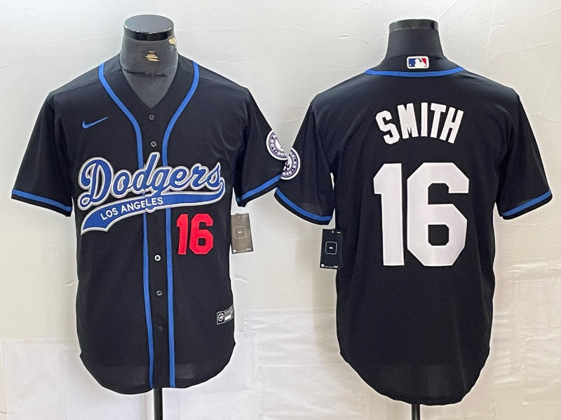Men's Los Angeles Dodgers Will Smith #16 Black Player Jerseys Joint Edition